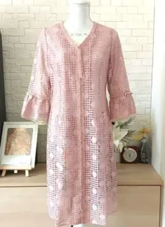 ❣️新品極美品❣️花柄レースジッパーロングブラウスコートのサムネイル