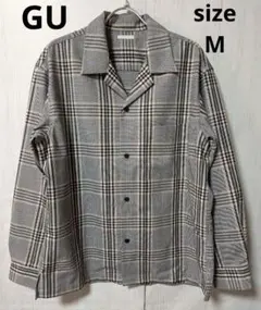 GU　チェック柄 オープンカラー 長袖シャツ メンズ　М