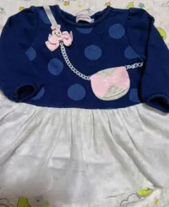 ミキハウス ネイビー ドット ワンピース　80