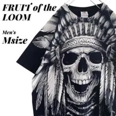 古着 スカル 骸骨 半袖 ビッグプリント Tシャツ ブラック