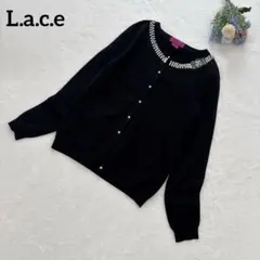 【L.a.c.e】ビジューカーディガン　長袖　ブラック　美品