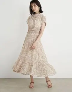 SNIDEL プリーツシフォンプリントワンピース