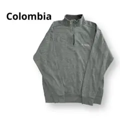 Colombia ハーフジップスウェット プルオーバー グレー 刺繍ロゴ 古着