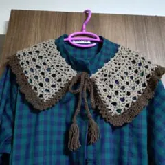 サマンサモスモス　手編みバイカラーニット 付け襟　未使用に近い