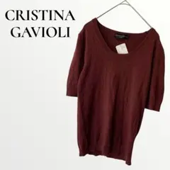 クリスティーナガウィオリ 半袖ニット セーター ボルドー 無地 M イタリア製