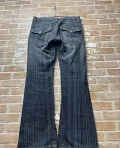 90s 古着　デニム　フレアデニム ブーツカット　ストライプ　フレアパンツ