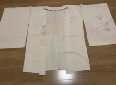 正絹　白地 羽織 花文様 和装 しつけ糸付き