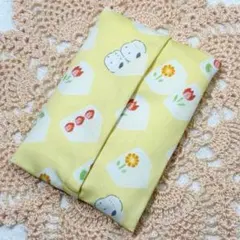 ハンドメイド　ポケットティッシュケース　フルーツサンド　シマエナガ　イエロー