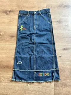 ヒステリックミニ　デニムマキシスカート カメ刺繍入り　140