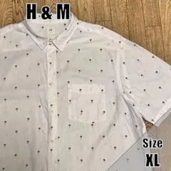 H&M 半袖シャツ ヤシの木柄 ホワイト XLサイズのサムネイル