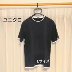 ユニクロ　ネイビー クルーネック Tシャツ