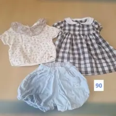 バースデイ　トップス　チュニック　ショートパンツ 女の子夏服3点セット　90