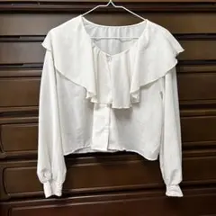 【即購入OK】フリル付き 長袖ブラウス　earth music&ecology