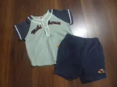 最終値下げ　ミキハウス　上下　ベースボールデザイン　Ｔシャツ+ショートパンツのサムネイル