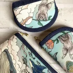 ラ*ィ様 おとぎの国の猫と仲間たち　ハンドメイド ポーチ３点セット