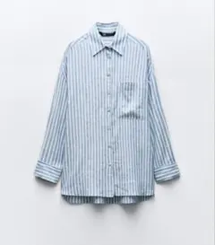 ZARA ストライプ リネン オーバーサイズシャツ XS