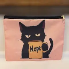 黒猫　「Nope」　ピンク　ポーチのサムネイル