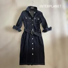 INTERPLANET ダークデニム スリムワンピースのサムネイル