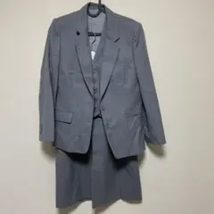 FLORAL グレー 3ピーススーツ 11号 毛100％ セットアップ