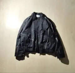 【希少レア】サイバー Y2K 短丈 切替 スイングトップ アート 黒