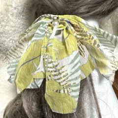 新★⭐︎ヘアゴム683Cキラキラ銀線入シフォン生地可愛いスカート風リボン型ヘアゴム