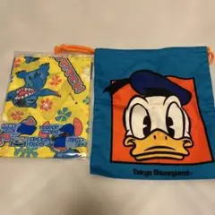 ディズニー スティッチ ドナルド 巾着 ランチクロス セット