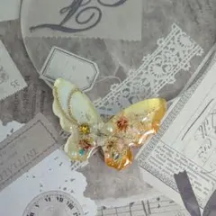 618 ブラック✴紫陽花✴ちょうちょ✴レジンヘアゴムキーホルダー