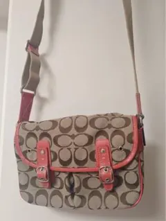 COACH　コーチ　ショルダーバッグ　ベージュ×オレンジ