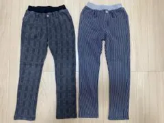 【新品】裏起毛長ズボン2点セット 130cm グレーとストライプ