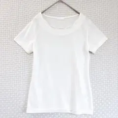 【即日発送】 ドレスキップ ワッフル半袖カットソー L 白のサムネイル