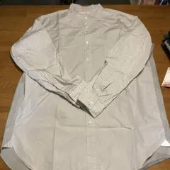 ユニクロJ ストライプ 長袖シャツ XL ホワイト/グレー