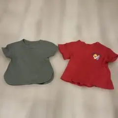GU ワッフルTシャツ ベビーシャーク カーキ