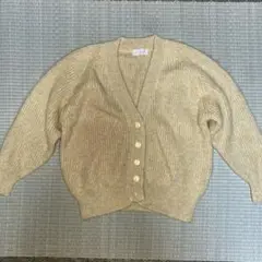 【Used】リブ編み ラメ入りカーディガン イエロー