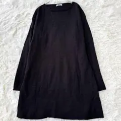 フラッシュブルー ニットワンピース 長袖 ブラック M チュニック　シンプル