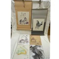 日本画 干支の色紙動物6点セット