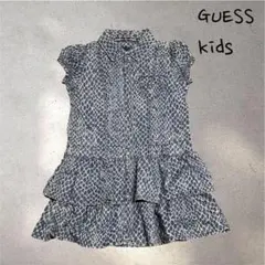 494✳︎ゲス【6X】kids ヒョウ柄　半袖ワンピース　ブルー　デニム風