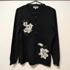 【美品】TOROI SIEME トロアジェーム　黒 花柄刺繍 カーディガン
