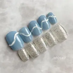 【現品】ネイルチップ　冬ネイル　うねうね　韓国ネイル　シンプル