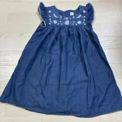 GAP KIDS デニム ノースリーブ 刺繍 ワンピース