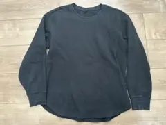 ユニクロ　黒 ブラック ワッフル 長袖Tシャツ M