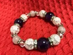 ★美品!!天然石のブレスレット・アメジスト＆ローズクオーツ＆水晶・運気UP★
