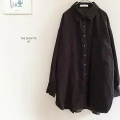 THE SHOP TKビッグシルエットコーデュロイワークシャツダークブラウン