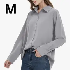 シャツ ブラウス レディース とろみワイシャツ グレー Mサイズ 卒業式 入学式