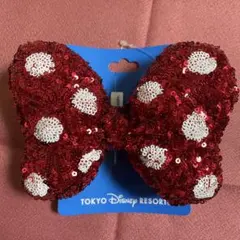 ミニー♡ヘアゴム　ヘアポニー　レッド ディズニー　スパンコールリボン