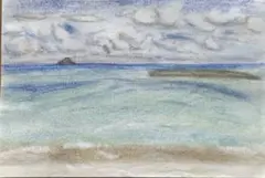 絵画色鉛筆風景画『沖縄の海』原画 - メルカリ