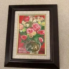 大澤扶ニ子 油彩画 赤い薔薇 保証書あり 直筆手紙あり とても素敵な