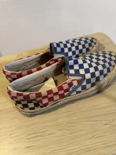 70s VANS チェッカーボード スリッポン 赤青黒　ヴィンテージ