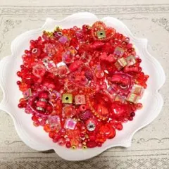 ビーズ　レッド＆ゴールド　まとめ売り　233g