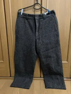 Woolrichメンズ ウール混 スラックス パンツ チェック柄 ダークグレー