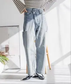 ローリーズファーム　デニム　ＣＯＮＥ／アシメデニムパンツ　スライ　パンツのサムネイル
